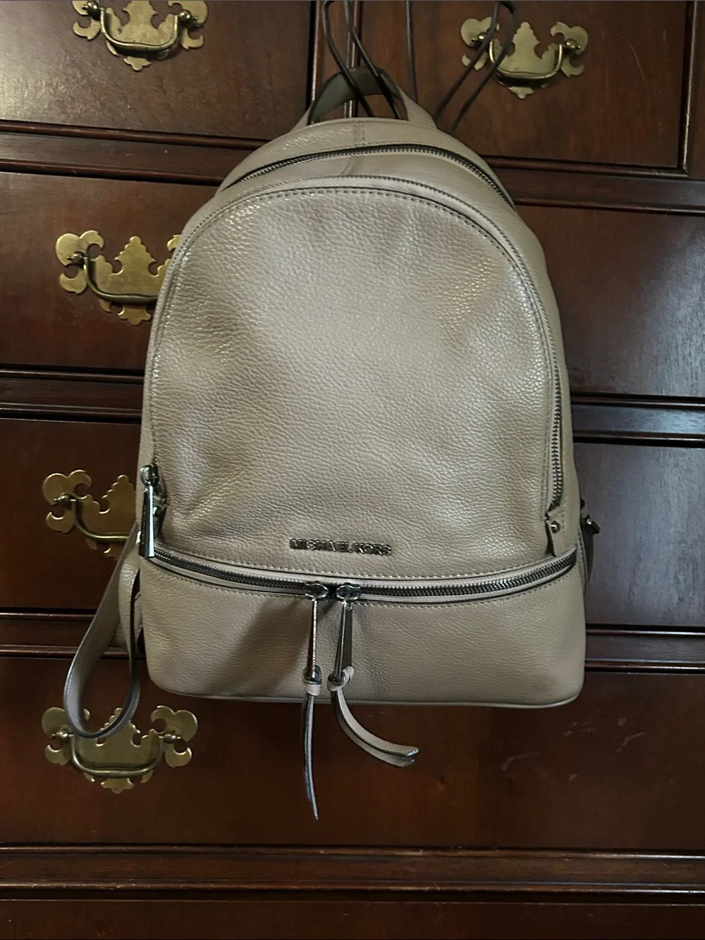 Michael Kors Pebbled Leather Backpack in Taupe